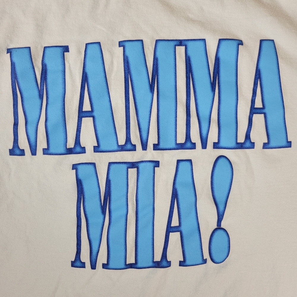 Mama Mia Stage Crew Shirt From Local Playhouse, Size Large, Cotton Light Blue